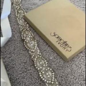 Beaded Bridal Belt -ivory ribbon